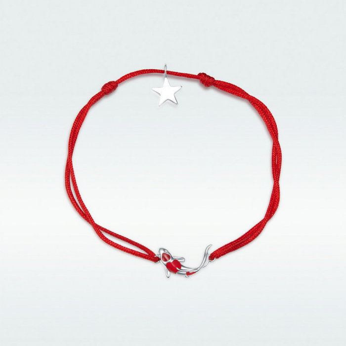 Bratara sfoara cu pestisor crap norocos koi fish si steluta din argint  placata cu rodiu [8]