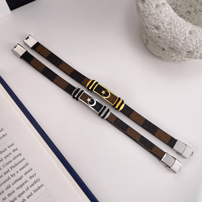 Bratara Steaua si Semiluna cu placuta din inox si piele [7]