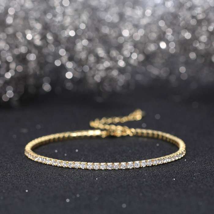 Bratara tennis argint 925 placata cu aur 14K cu zirconiu [4]