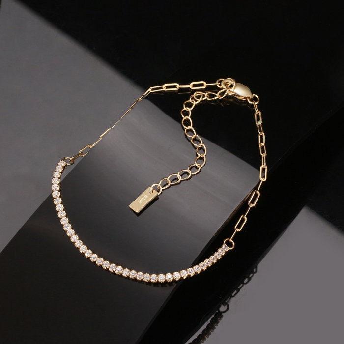 Bratara tennis argint 925 placata cu aur 14K cu zirconiu [3]