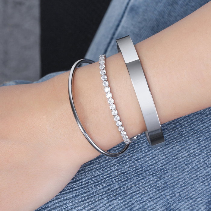 Bratara tennis argint 925 placata cu aur 14K cu zirconiu 20 cm [4]