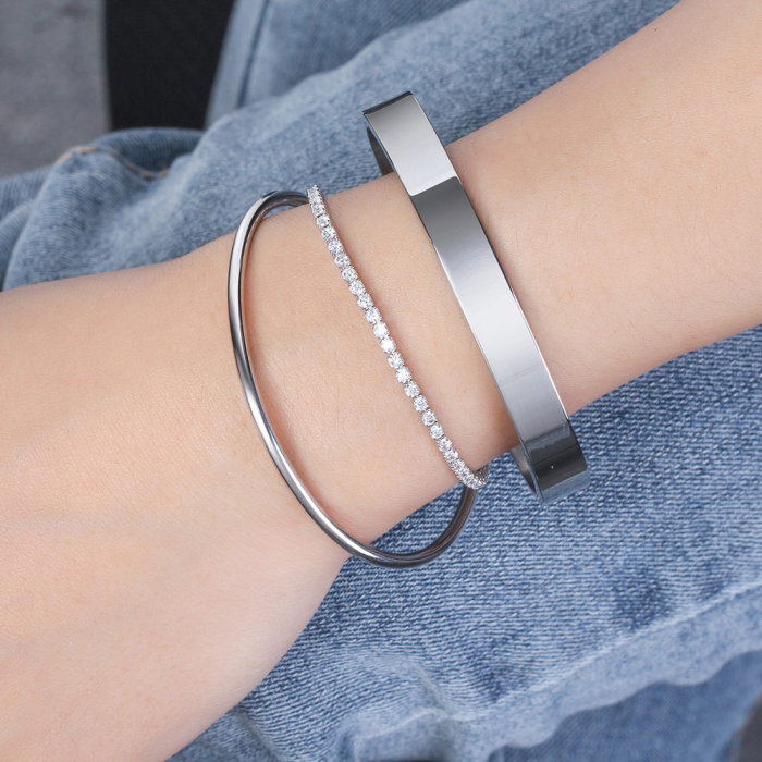 Bratara tennis argint 925 placata cu rodiu cu zirconiu 19 cm [4]