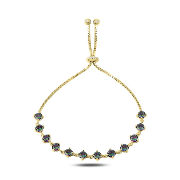 Bratara tenis din argint 925 aurit cu zirconii topaz mistic - Be Elegant BTU0106 [1]