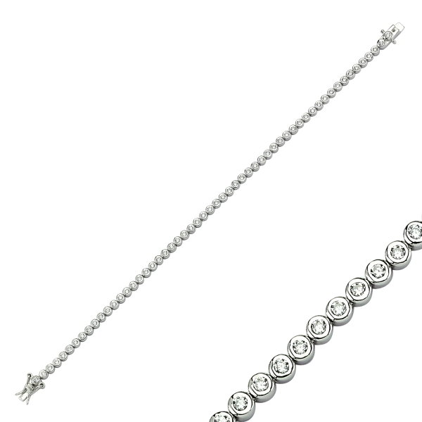Bratara tenis din argint 925 placata cu rodiu, cu zirconii de 2 mm - Lungime: 18,5 cm [1]