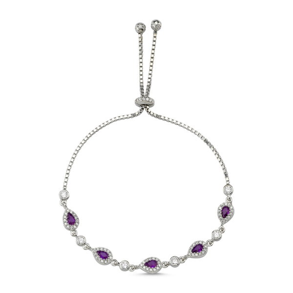 Bratara tennis din argint 925 rodiat cu zirconii mov si albe - Be Elegant BTU0109 [1]