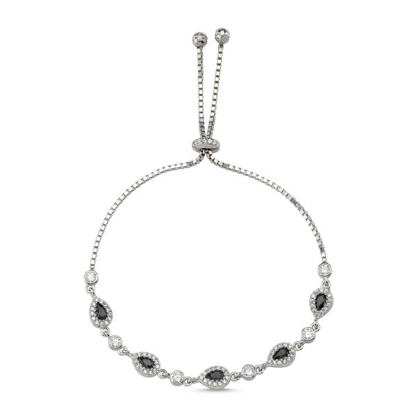 Bratara tennis din argint 925 rodiat cu zirconii negre si albe - Be Elegant BTU0111 [1]