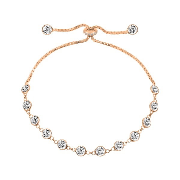 Bratara tenis reglabila din argint 925 cu aur roz si zirconii [1]