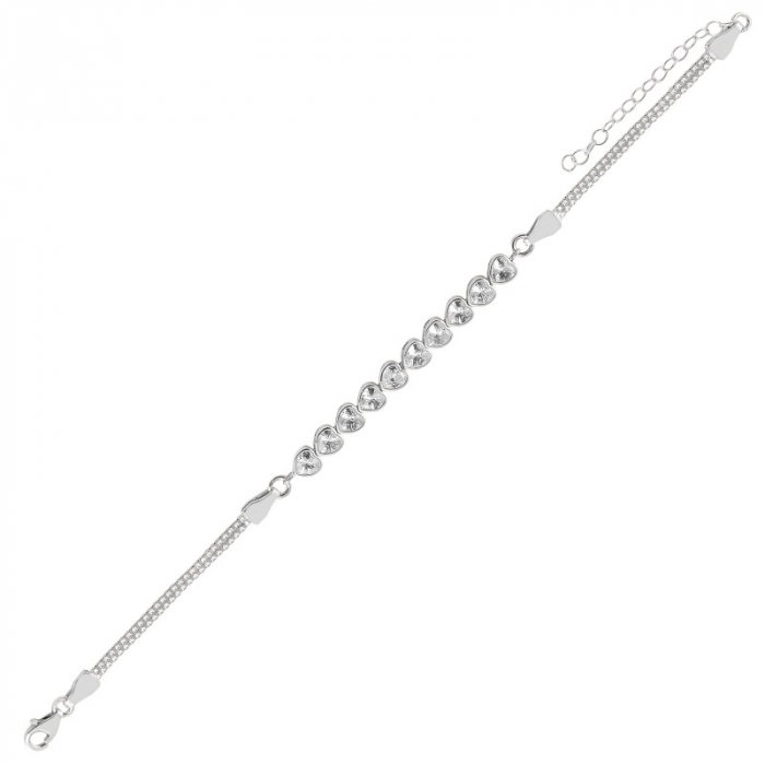 Bratara tennis reglabila din argint 925 cu inimioare [1]