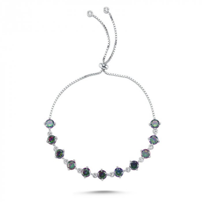 Bratara tennis reglabila din argint cu zirconiu topaz mistic de 5 mm [2]