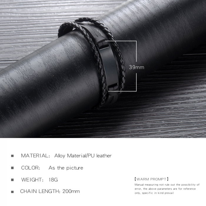 Bratara tripla din piele si aliaj cu placuta argintie [9]