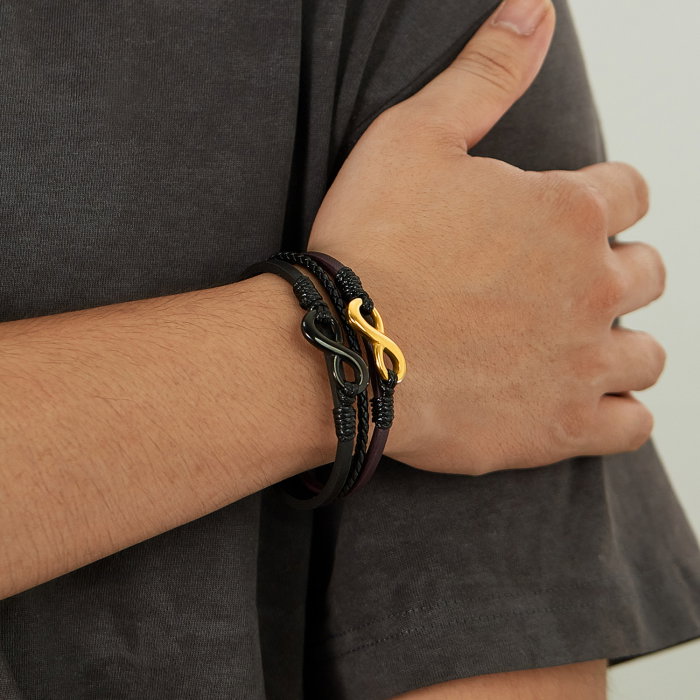 Bratara tripla inox si piele Infinity [7]