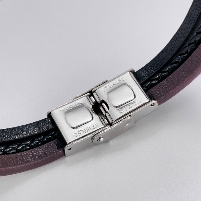 Bratara tripla inox si piele Infinity [8]