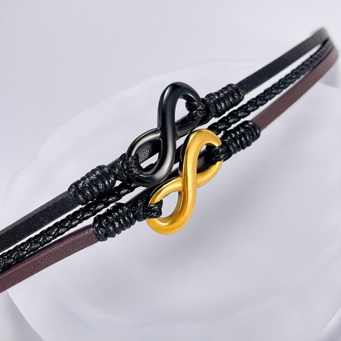 Bratara tripla inox si piele Infinity [5]