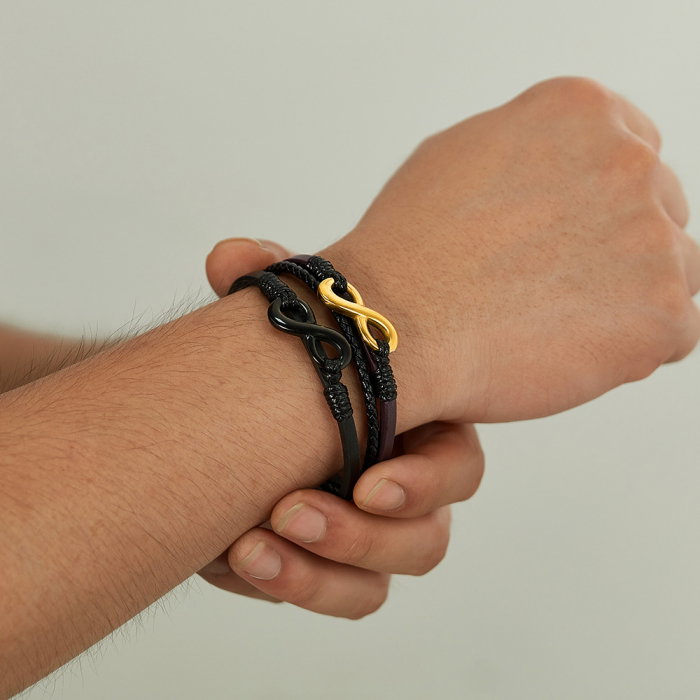 Bratara tripla inox si piele Infinity [14]