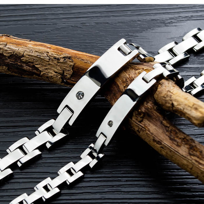 Bratara Unisex din inox 10 mm, cu zirconiu  [4]