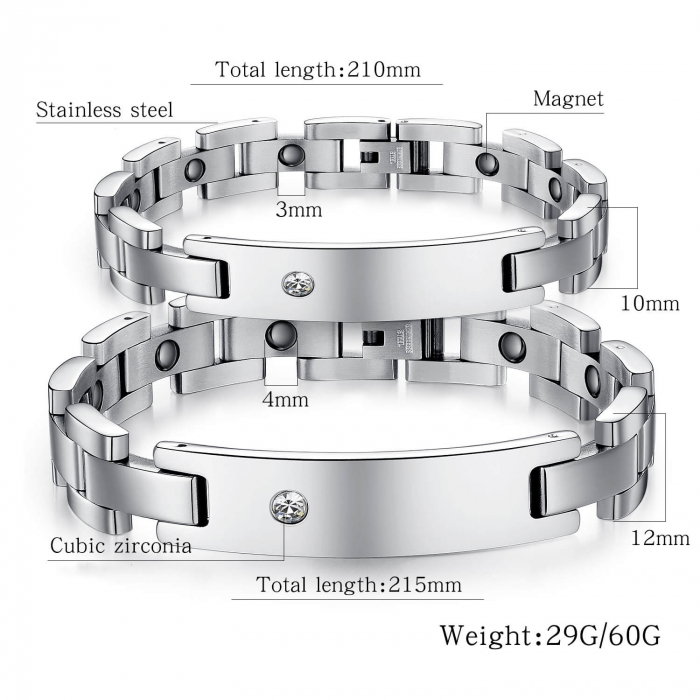 Bratara Unisex din inox 10 mm, cu zirconiu  [3]