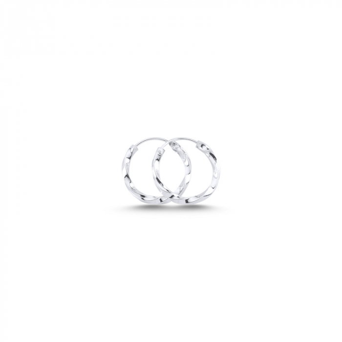 Cercei agint cu cerc răsucit de 12 mm placati cu rodiu [1]