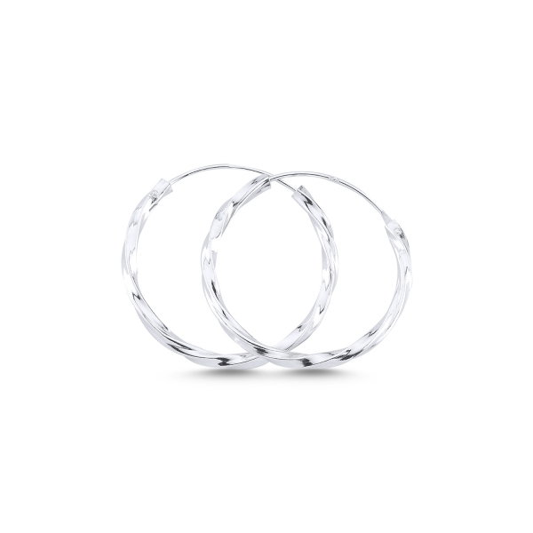 Cercei agint cu cerc răsucit de 20 mm placati cu rodiu [1]