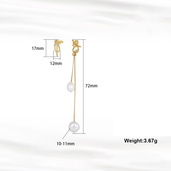 Cercei argint 925 asimetrici placati cu aur 14K cu perle naturale [6]