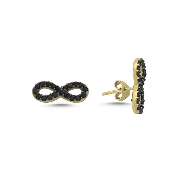 Cercei argint 925 aurit cu infinit si zirconii negre - Infinite You ETU0076 [1]