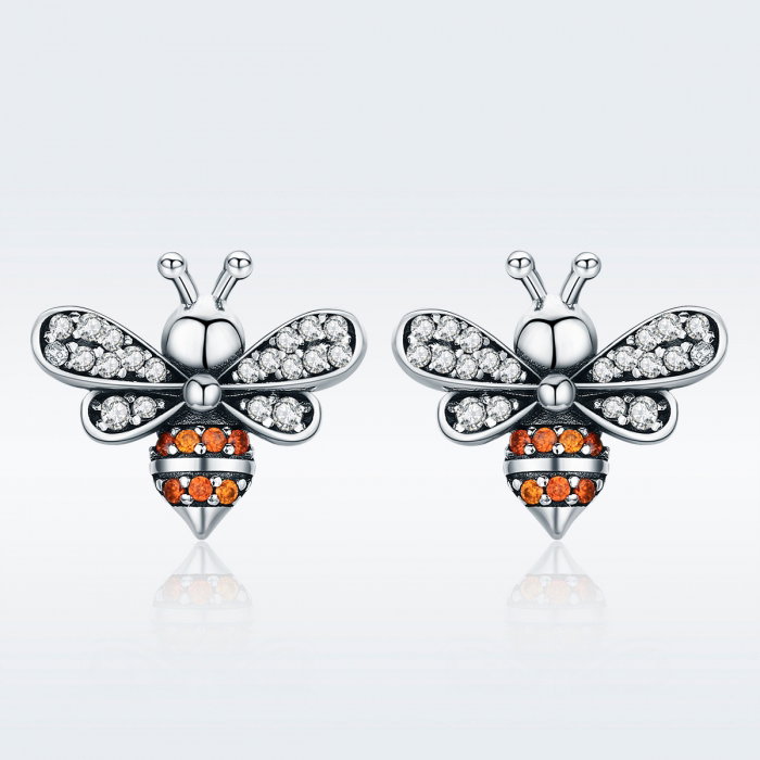 Cercei argint 925 cu albinute si zirconii - Be Nature EST0018 [3]