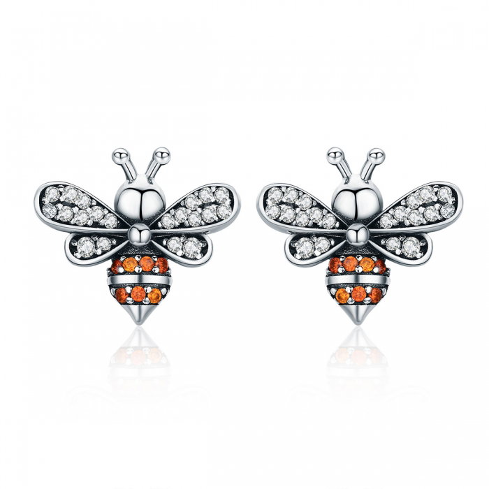 Cercei argint 925 cu albinute si zirconii - Be Nature EST0018 [1]