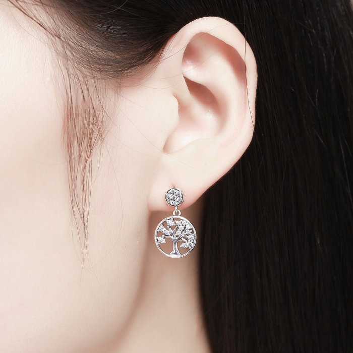 Cercei argint 925 cu copacul vietii si zirconii albe - Be Nature  EST0006 [5]