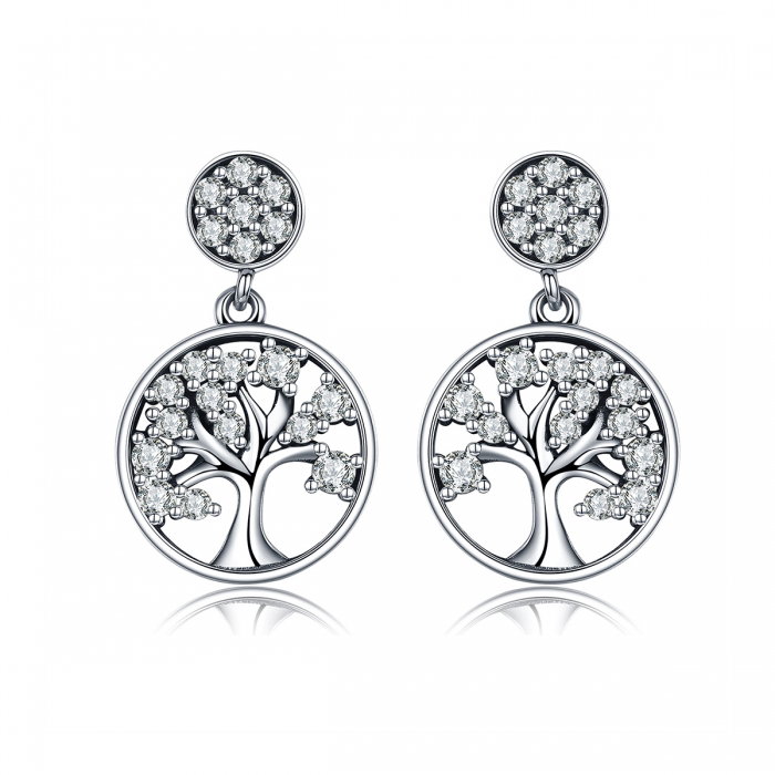 Cercei argint 925 cu copacul vietii si zirconii albe - Be Nature  EST0006 [1]