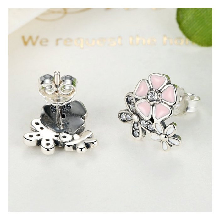 Cercei argint 925 cu floricele si zirconii albe - Be Nature EST0001 [6]