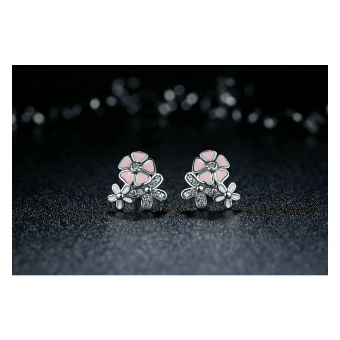 Cercei argint 925 cu floricele si zirconii albe - Be Nature EST0001 [2]