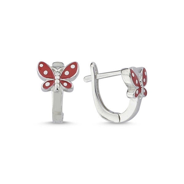 Cercei argint 925 cu fluturasi rosii - Be Nature ETU0078 [1]