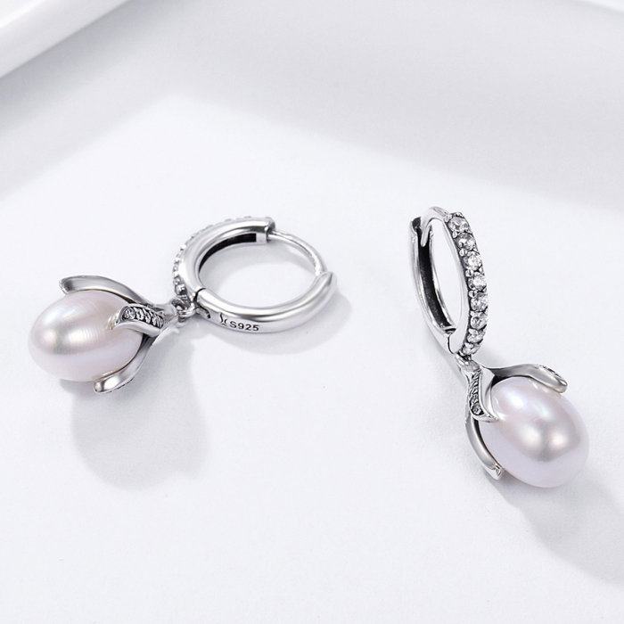 Cercei argint 925 cu perle naturale si zirconii albe - Be Nature EST0013 [6]