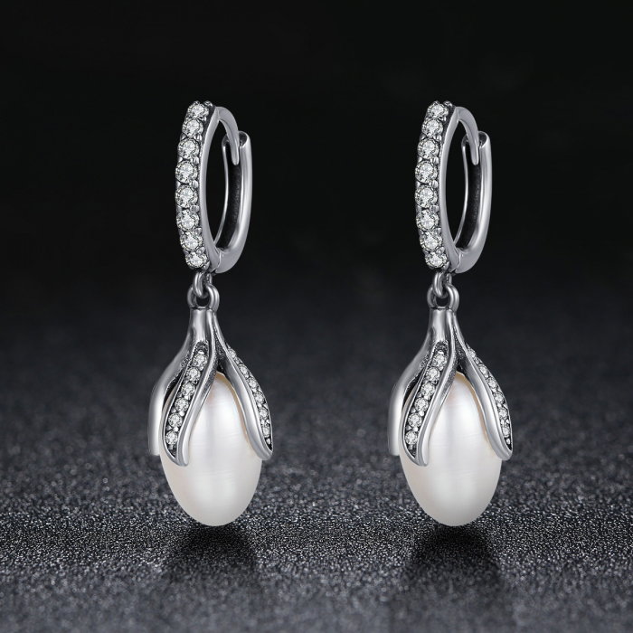 Cercei argint 925 cu perle naturale si zirconii albe - Be Nature EST0013 [3]