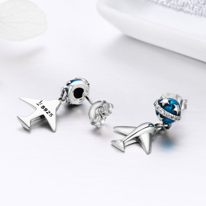 Cercei argint 925 cu planete, stelute, avioane si zirconii - Be Nature EST0020 [5]