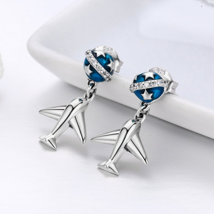 Cercei argint 925 cu planete, stelute, avioane si zirconii - Be Nature EST0020 [2]