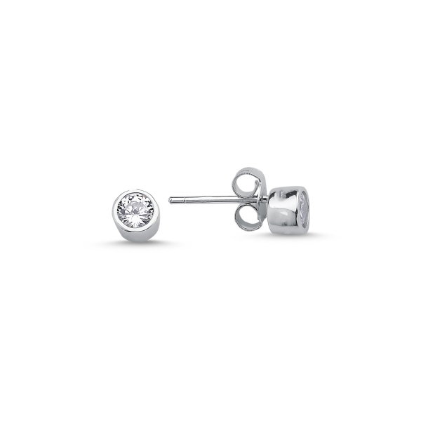 Cercei argint 925 cu zirconii albe rotunde de 4 mm placat cu rodiu - ETU0117 [1]