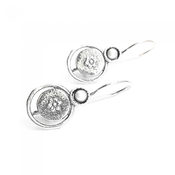 Cercei argint 925 Israel cu perle si floricele - Be Nature EPO0037 [1]