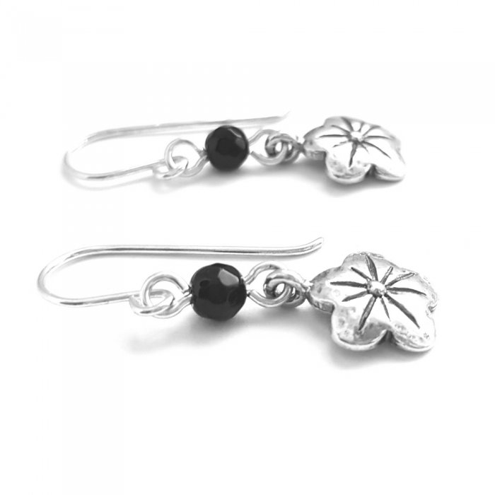 Cercei argint 925 Israel floare cu onix - Be Nature EPO0042 [2]