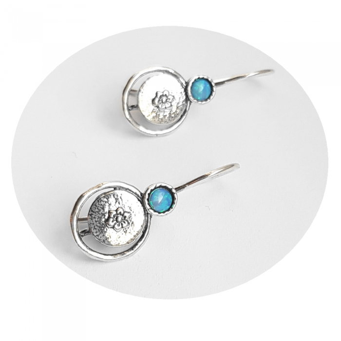 Cercei argint 925 Israel floare cu opal imperial - Be Nature EPO0033 [1]