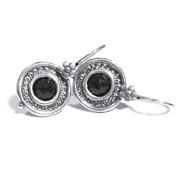 Cercei argint 925 Israel floricele cu onix - Be Nature EPO0046 [2]
