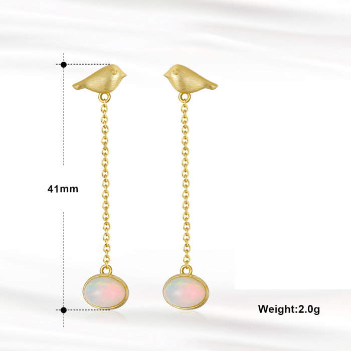 Cercei argint 925 placati cu rodiu cu opal natural [5]