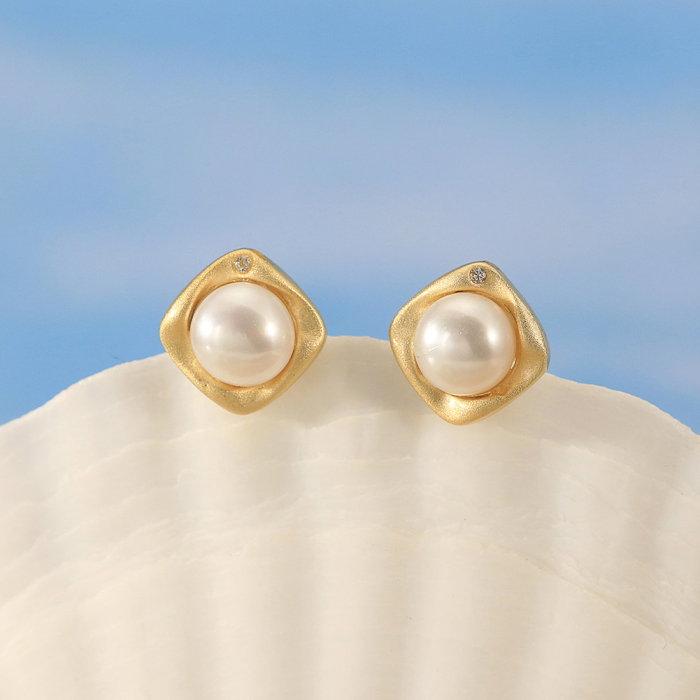 Cercei argint 925 placati cu aur 14K cu perle naturale [3]