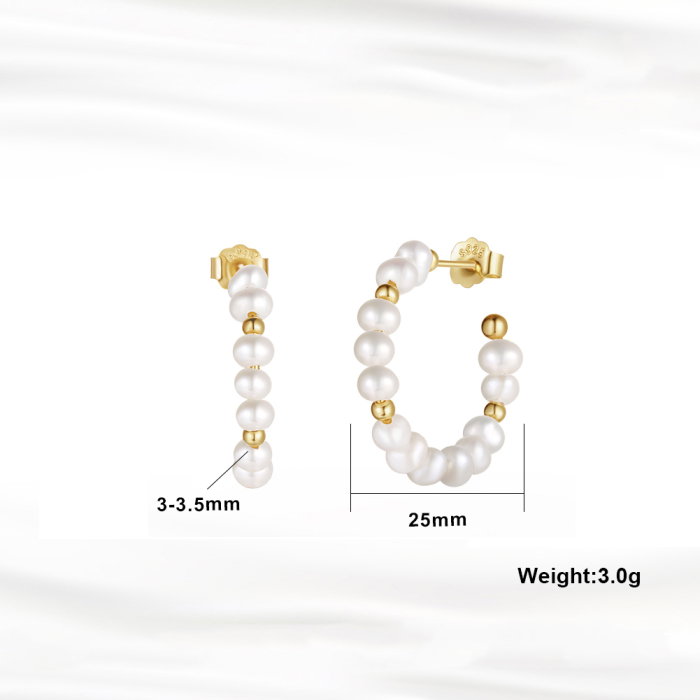 Cercei argint 925 placati cu aur 14K cu perle naturale [5]