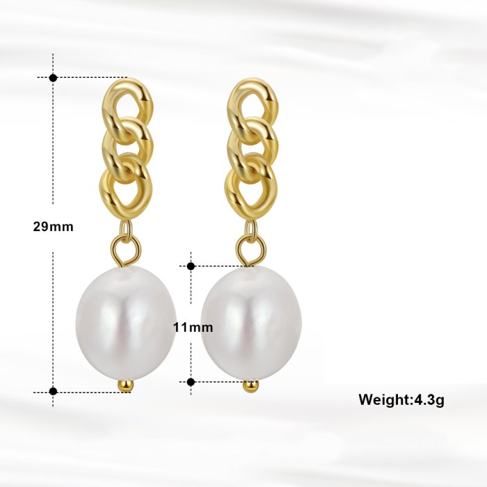 Cercei argint 925 placati cu aur 14K cu perle naturale [5]