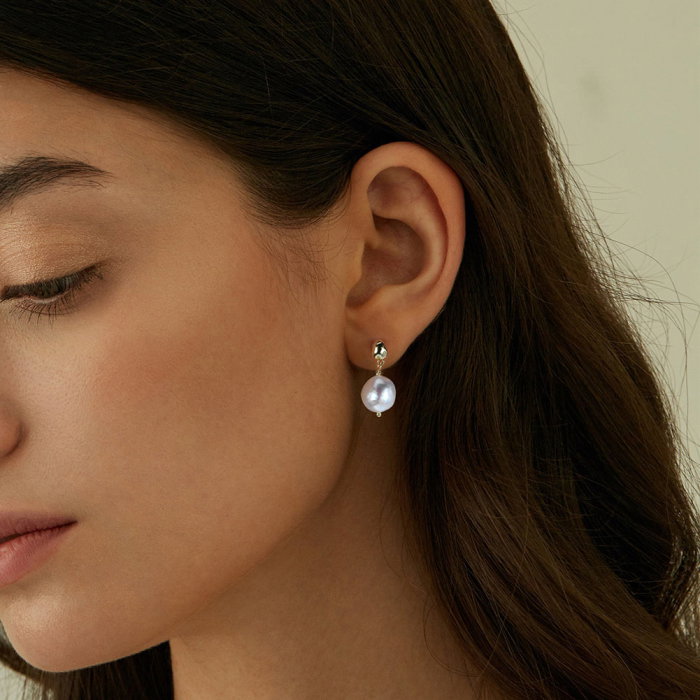 Cercei argint 925 placati cu aur 14K cu perle naturale [2]