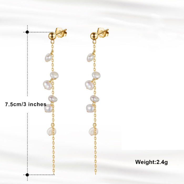 Cercei argint 925 placati cu aur 14K cu perle naturale [3]