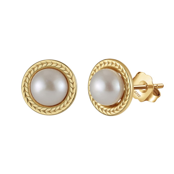 Cercei argint 925 placati cu aur 14K cu perle naturale [1]