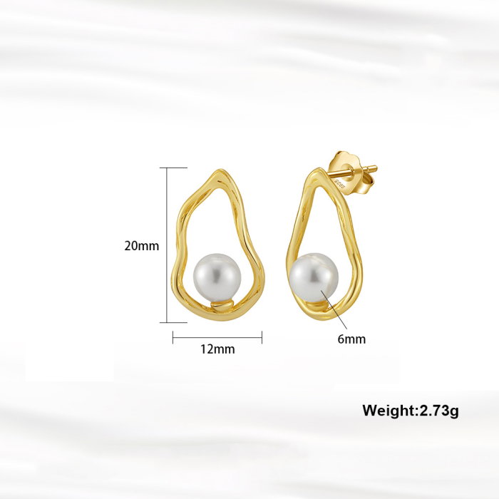 Cercei argint 925 placati cu aur 14K cu perle naturale [4]