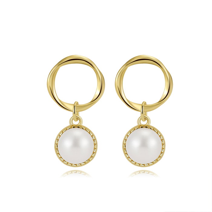 Cercei argint 925 placati cu aur 14K cu perle naturale [1]
