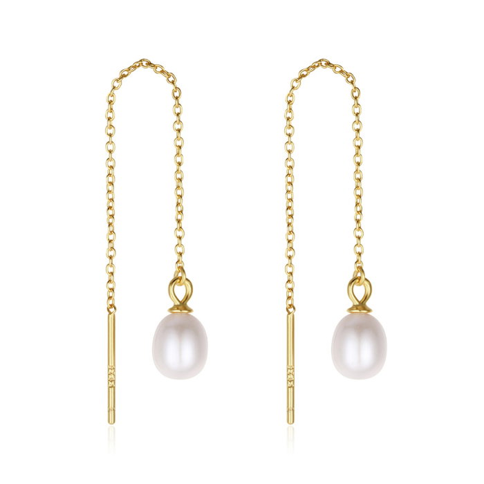 Cercei argint 925 placati cu aur 14K cu perle naturale [1]